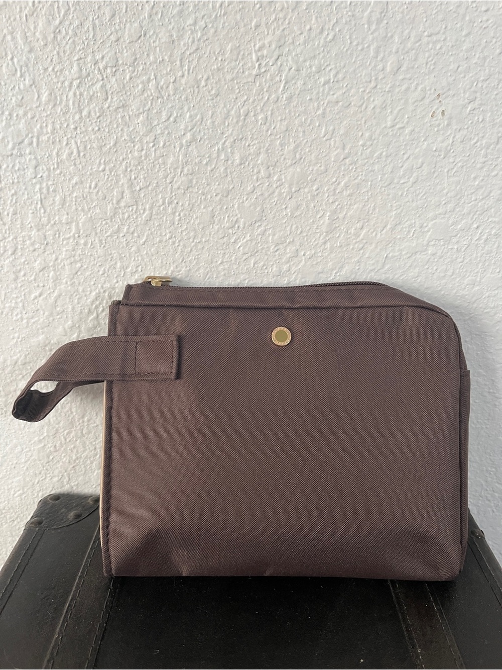 Bulgari Brown Travel Cosmetic Case with Gold Accent